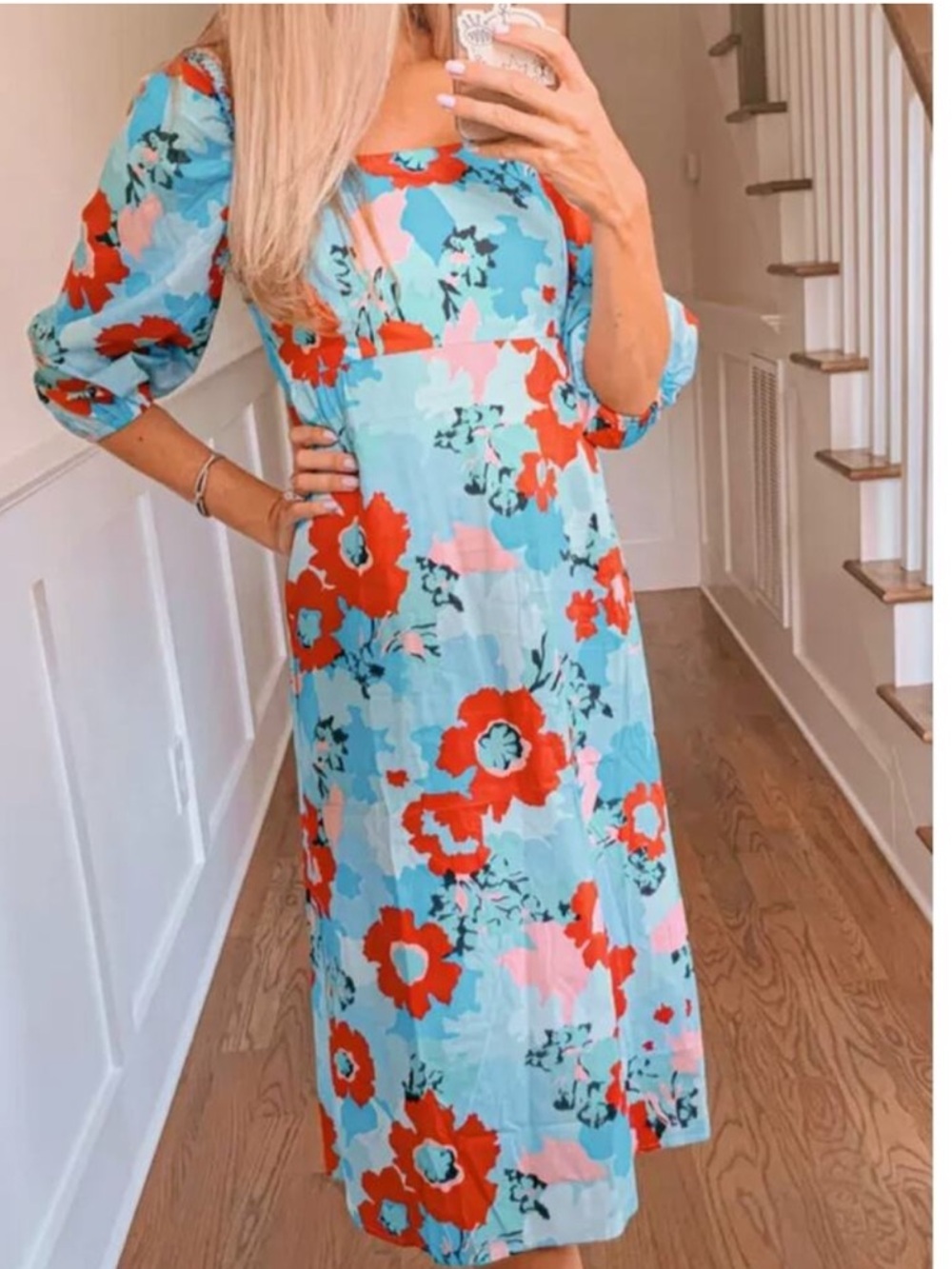 Tuckernuck Floral Amaryllis Red Blue Poppy Dress